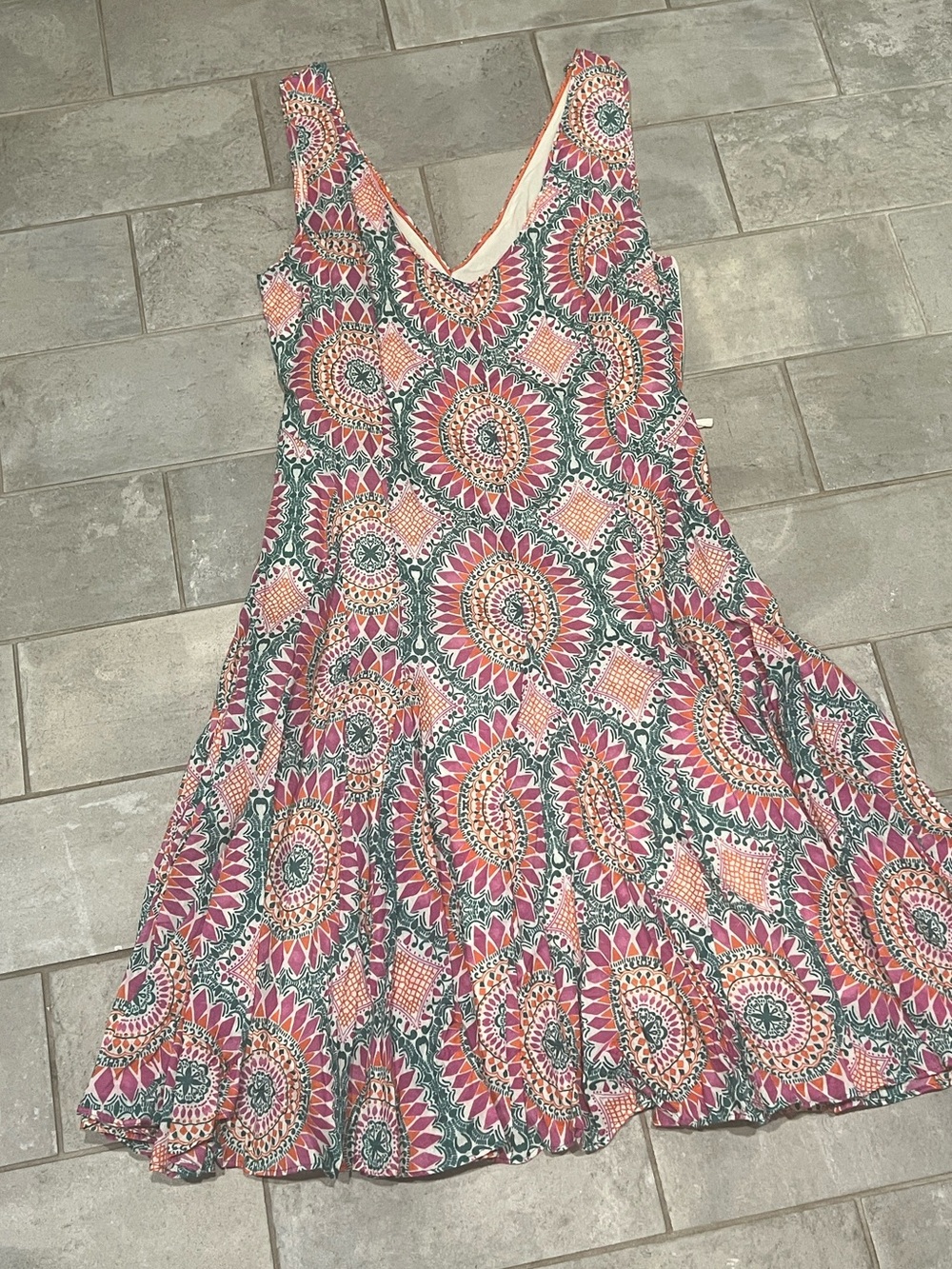 HD in Paris Pink Multi-Color V-Neck Midi Sundress